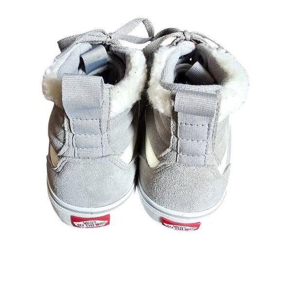 Vans Size Womens 9.5 Shoes High Top Skate Sneakers Gray suede fur rim - Picture 4 of 6